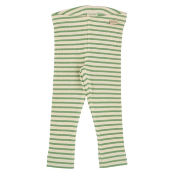 Petit Piao - Stribet leggings - Green jade/cream
